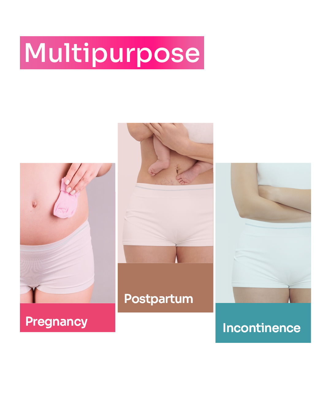 High-Waisted Postpartum Underwear | Blush Pink | Pack of 8 | 27" to 36"